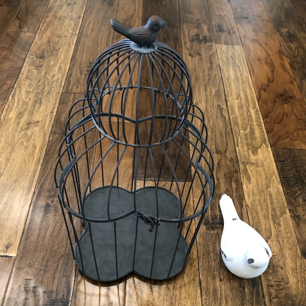 Ceramic Bird With Cage Decoration